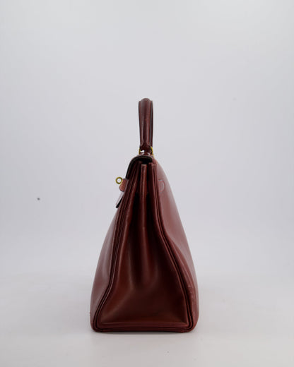 *FIRE PRICE* Hermès Vintage Kelly 32cm Bag in Rouge H Box Leather with Gold Hardware
