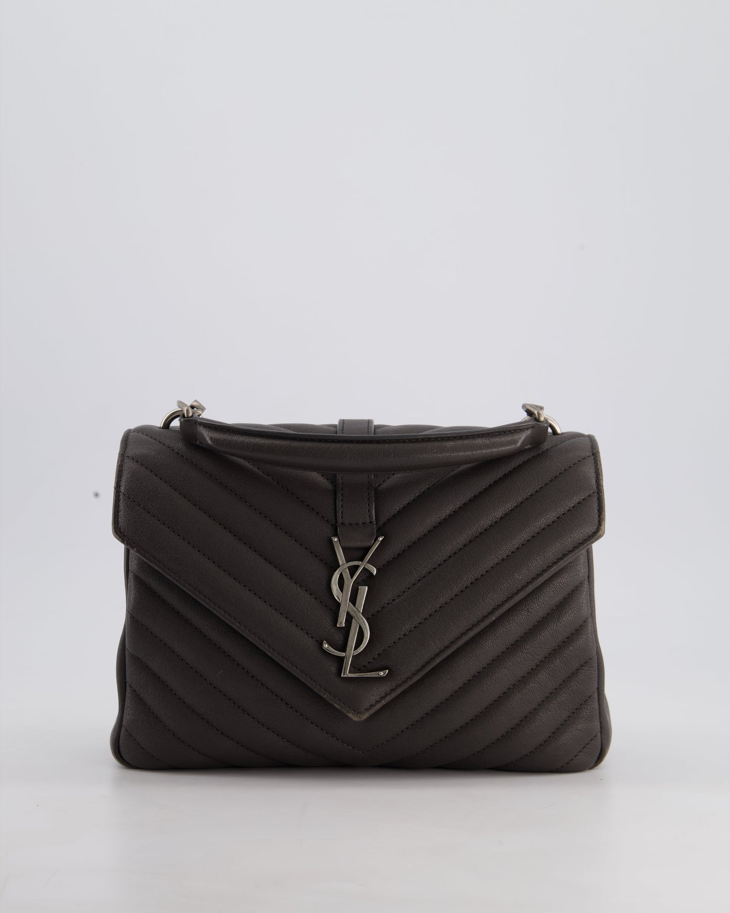 Saint Laurent Asphalt Grey Medium College Bag with Brushed Palladium Hardware