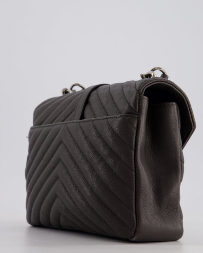 Saint Laurent Asphalt Grey Medium College Bag with Brushed Palladium Hardware