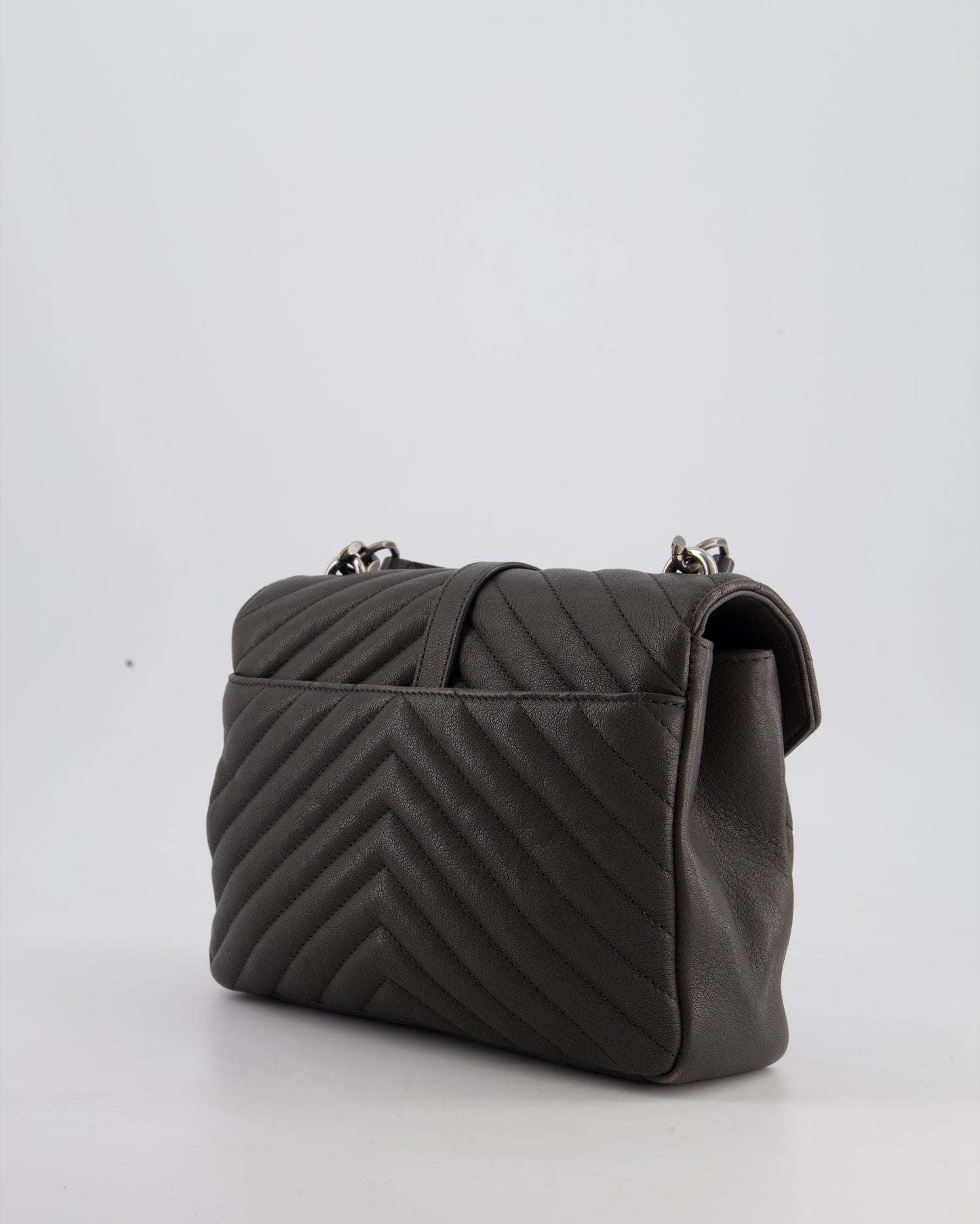 Saint Laurent Asphalt Grey Medium College Bag with Brushed Palladium Hardware