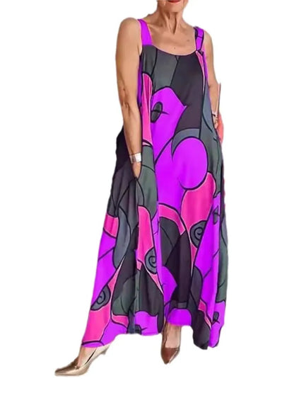 Vestidos estampados con tirantes finos para mujer, moda informal, con bolsillos, sueltos, largos, para ir al trabajo, maxivestidos, novedad de verano 2025