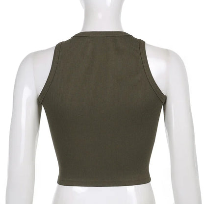 Printed y2k Cropped Tanks Crop Top Sleeveless O Neck Corset Tops Female Summer Basic Tee Tops Club