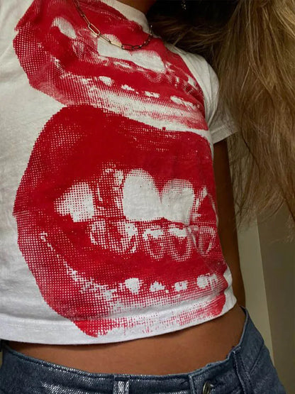 Punk Y2K Baby Short Sleeve Top Gothic Street T-shirt Women’s Leisure Basic T-shirt Women’s 2025 Summer Top E Girls’ Gothic EMO