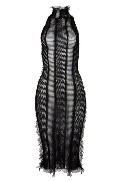 Vestido midi con volantes y cuello alto Bonnie 