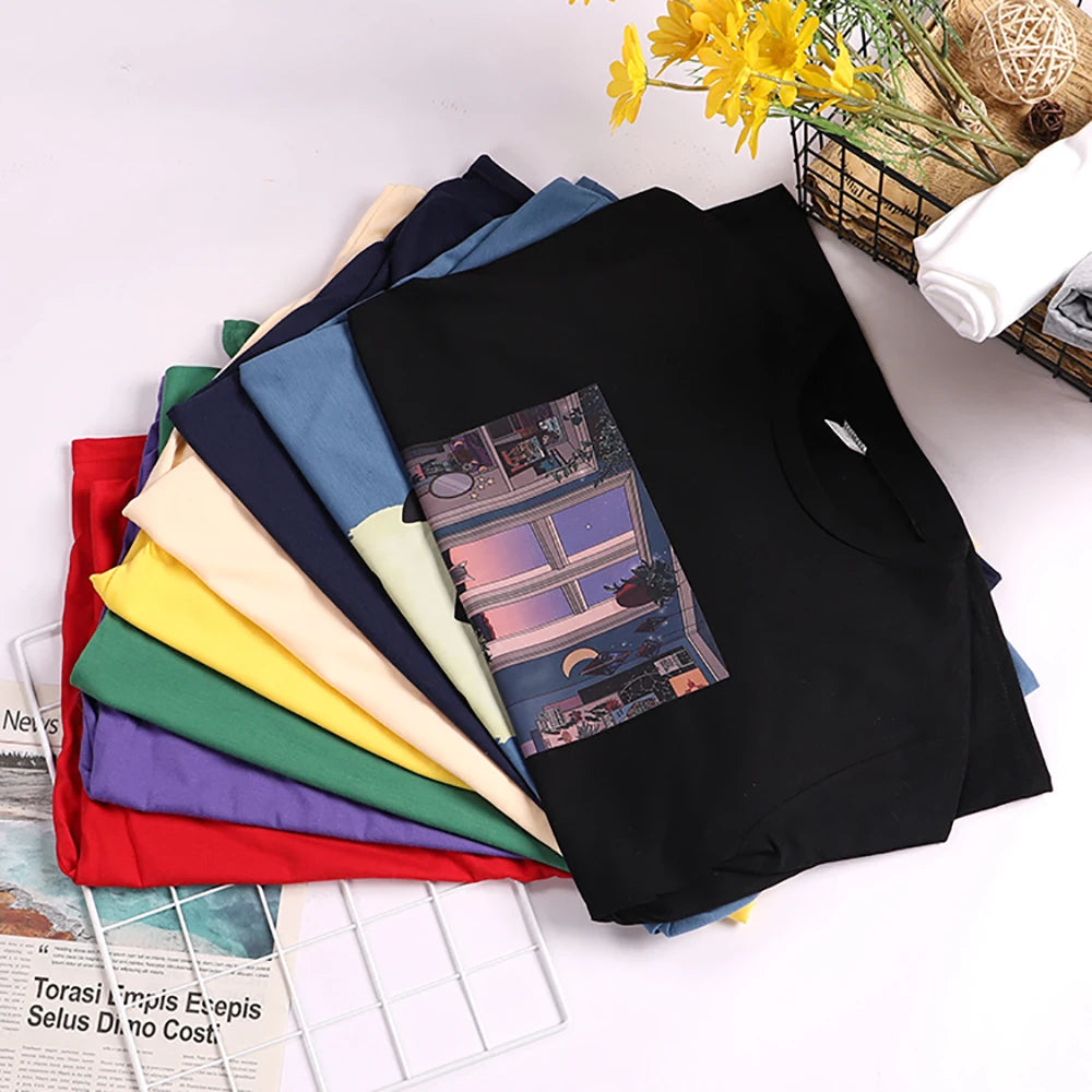 Camiseta con estampado de guitarra eléctrica de rock and roll para mujer, informal, cómoda, transpirable, de manga corta y cuello redondo, ropa urbana