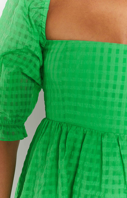 Fella Green Babydoll Mini Dress