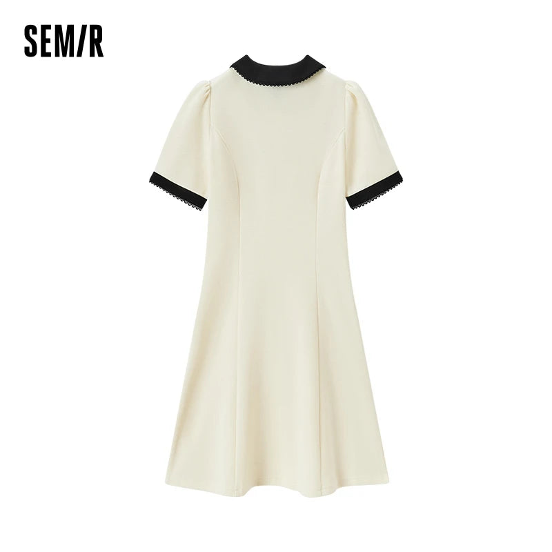 Vestidos de mujer, vestido polo bordado, elegante vestido de verano, recién llegado, vestidos florales con bloques de color para mujer