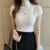 Blusas y tops de mujer Blusa de manga corta de verano para mujer Blusas de mujer de moda Blusa de punto de cuello alto Tops de camisa