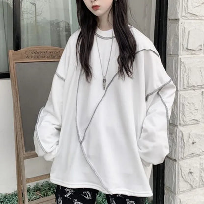 Sudadera con capucha estilo Harajuku BF, negra, estilo hip hop, para adolescentes, otoño, moderna, combinable, para uso diario, sencilla, para mujer, DF4940