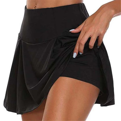 Faldas cortas de verano para mujer, para correr, tenis, baile, fitness, de secado rápido, con forro liso, cintura alta, DF4987