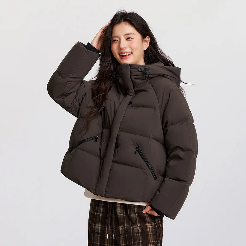 Chaqueta de plumón para mujer, holgada, con capucha, nueva, de invierno, impermeable y cortavientos.