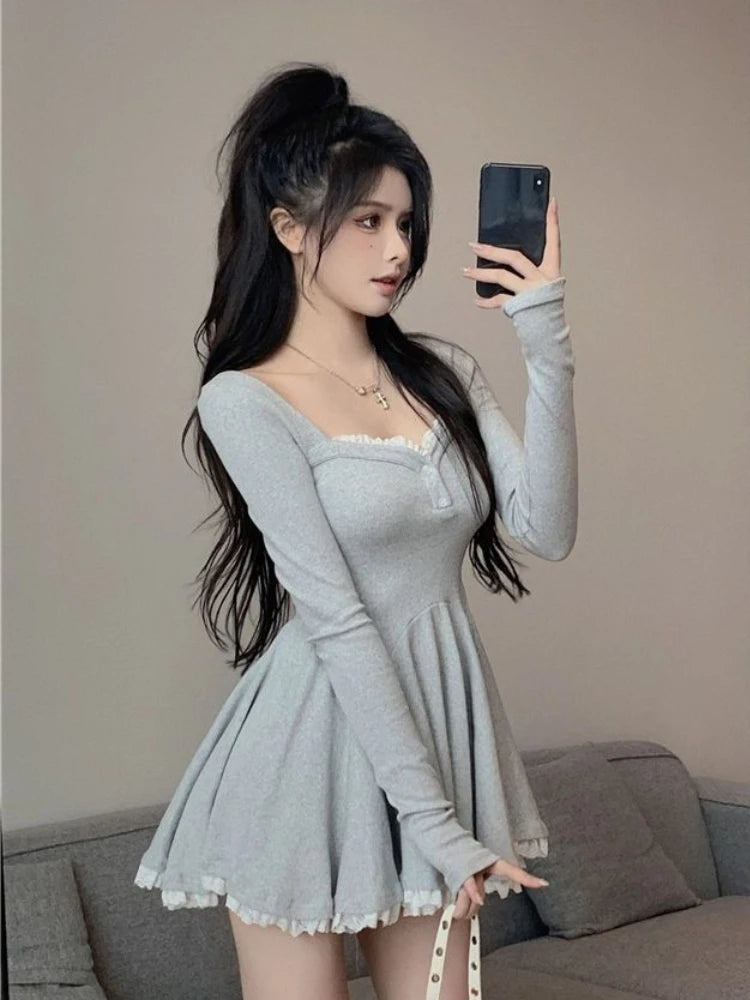 Vestido mini Y2K de moda para mujer, otoño primavera, nuevo, elegante, ajustado, sexy, ropa para mujer