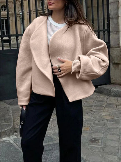 Cárdigan informal de solapa para mujer, de manga larga, a la moda, con retazos, elegante, holgado, liso, para otoño