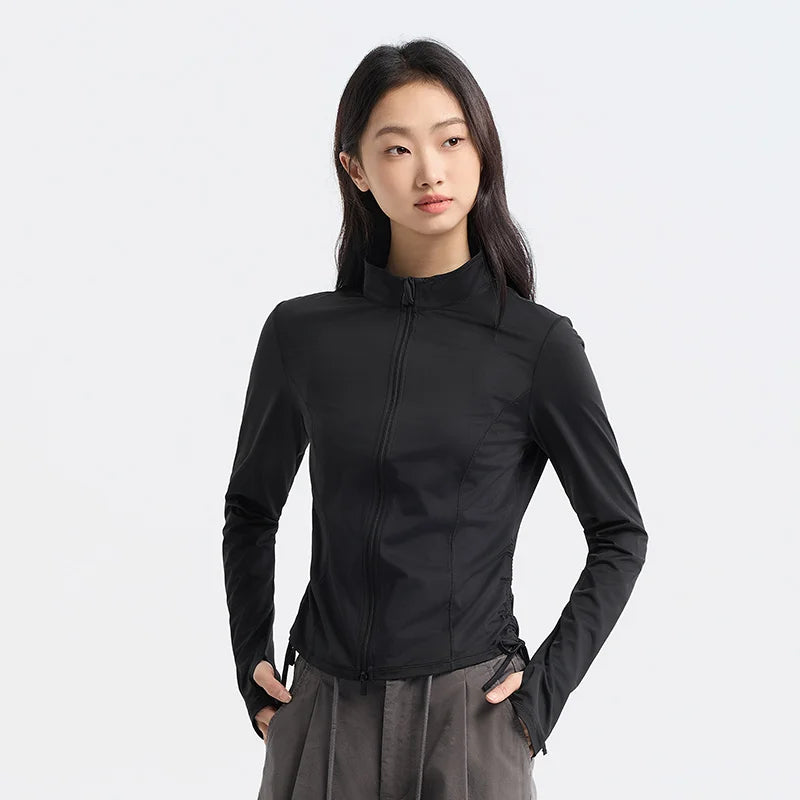 Original Yarn Sunscreen Jacket Female Tight  Summer Cool Feeling Short Thin Sunscreen Jacket Ice Silk Sunscreen