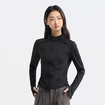Original Yarn Sunscreen Jacket Female Tight  Summer Cool Feeling Short Thin Sunscreen Jacket Ice Silk Sunscreen
