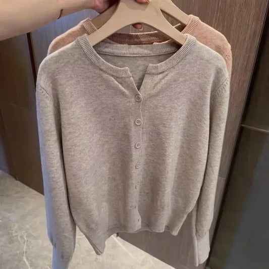 Autumn Long Sleeve Fashion Women Cardigans Sweater Knitted Coat Short Casual Single Breasted Korean Slim Chic Ladies Tops