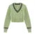 Korean Fashion Sweaters Women Autumn V-neck Y2K Cartoon Embroidery Knitted Tops Winter Soft Basic Long Sleeve Pullovers