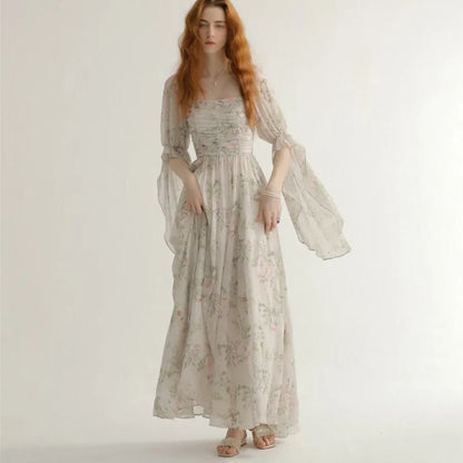 Vestidos largos de princesa vintage franceses para mujer, otoño, nuevos, elegantes, informales, de noche, para fiesta, de una pieza
