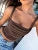 Top corto básico con cuello cuadrado fruncido y espalda descubierta para mujer, chaleco sexy ajustado