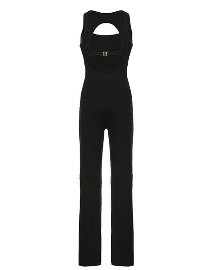 Monos negros ajustados y sexys sin espalda para mujer, sin mangas, con cuello cuadrado, ideales para las vacaciones de verano.