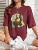 Camiseta holgada informal de algodón de manga corta con estampado de "Haciendo bromas a la Mona Lisa" para mujer