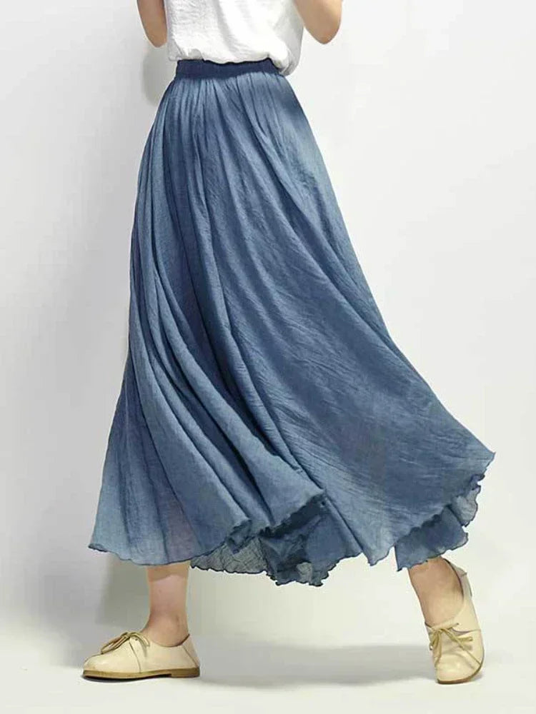Faldas para mujer, estilo bohemio playero, corte A, doble capa, cintura elástica, largas, cómodas y con temperamento.