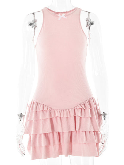 JULISSA MO Vestido informal Y2k con volantes para mujer, minivestido negro con tirantes finos, ajustado, elegante, deportivo, para exteriores, para verano