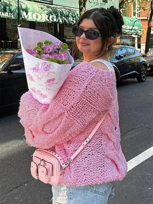 Suéter de punto informal para mujer, jersey holgado a la moda, transparente, para otoño, para playa y vacaciones.