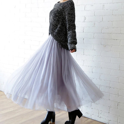 Falda de tul vintage para mujer, estilo urbano, elástica, de cintura alta, de malla plisada, elegante, estilo coreano, de verano, para oficina, nueva