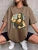Camiseta holgada informal de algodón de manga corta con estampado de "Haciendo bromas a la Mona Lisa" para mujer