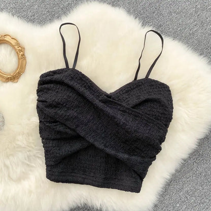 Sexy Streetwear 90s Crop Top Women Korean Fashion Tube Tops Sleeveless With Strape Tank Top Camis Chain T Shirt