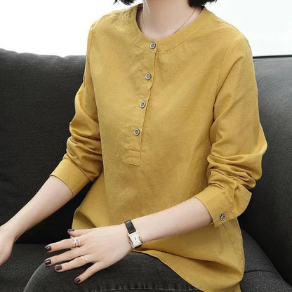 Blusas de mujer estilo primavera otoño, camisas casuales de manga larga con cuello alto, blusas, tops DF4955