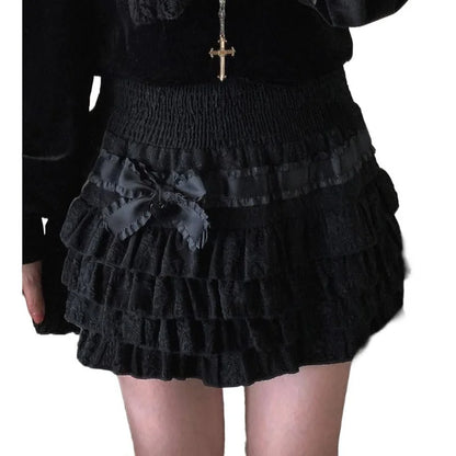 Falda estilo Lolita estilo pastel estilo Harajuku para chicas, faldas con volantes de cintura alta en capas, estilo Y2K, estilo Fairycore, ropa de calle