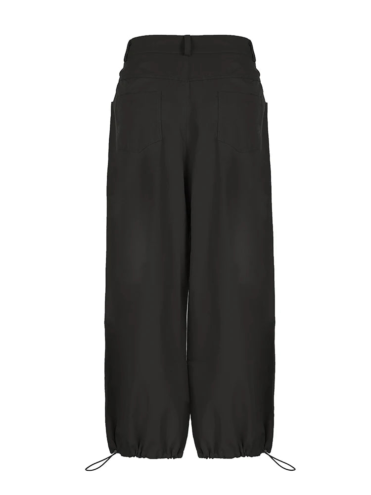 Pantalones cargo holgados de cintura ajustable y estilo callejero para mujer