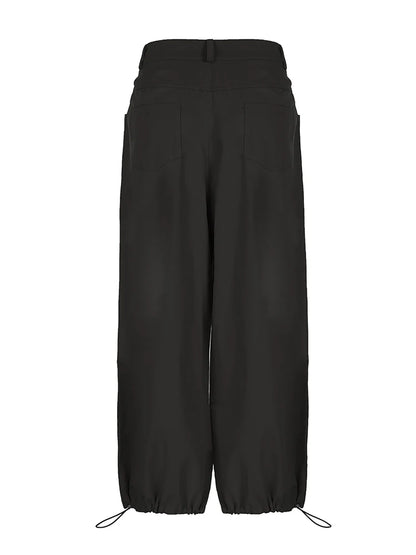 Pantalones cargo holgados de cintura ajustable y estilo callejero para mujer