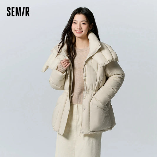 Chaqueta de plumas para mujer, de longitud media, holgada, nueva, texturizada, cálida, para invierno.