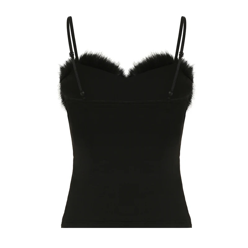Camisola Y2k Baddie con lentejuelas y cuello falso para mujer, sin mangas, lisa, ajustada, a la moda, sexy, Gyaru