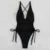 Sexy Deep V Neck One Piece Swimsuit Women Solid Yellow White Hollow Out Pleate Swimwear Beach Bandage Bathing Suit Monokini