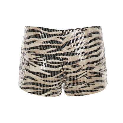 Pantalones cortos sexis con lentejuelas y estampado de leopardo para mujer, modernos y elegantes, estilo urbano.