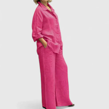 Roslyn | Women's Button-Down Shirt Set Wide Leg Pants Two-Piece