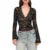 Aesthetic Lace Top Women Sexy Clothing See Through Deep V Neck Flared Long Sleeve T Shirts Party Clothes Clubwear