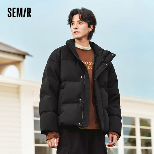 Chaqueta de plumón para hombre, de invierno, con estampado de textura de color contrastante, abrigo grueso y moderno