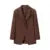 Elegante blazer estilo boyfriend con doble botonadura, estilo vintage, con muescas, corte en el dobladillo delantero, manga larga, holgado, color camello