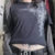 2000s Aesthetic T Shirt Graphic Cross Wings Print Long Sleeve Tops y2k Women Clothes Fairycore Grunge Tee Streetwear