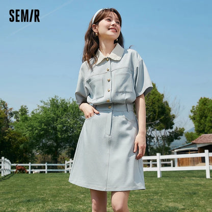 Dress Women’s Lace Doll Collar  Summer New Texture Topstitch Dress