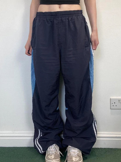 Contrast Stripe Wove Straight Leg Pants For Women Elastic Waist Casual Loose Baggy Trousers Street Jogging Sweatpants