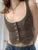 Women Camis Tops 90s vintage clothes Sleeveless Sheer Lace Backless Y2K Vest Tees Brown Tank Tops Harajuku Fashion