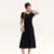 Dress Women Slim-Fit Waist-Cinching Dress  Summer New Fake Two-Piece Round Neck Midi Versatile Dress