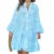 Beach Dress  Women Embroidery Lace Eyelet Hollow Out 3/4 Sleeve Single Breasted Mini Dress y2k Vacation Dresses