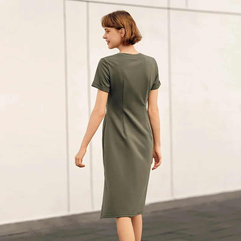 Dress Women Vintage Casual Midi Dress  Summer New Letter Print Split T-Shirt Dress